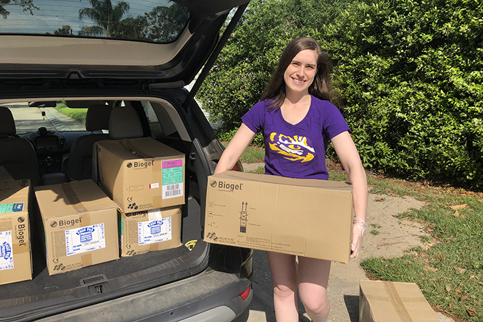AAbigail Olinde with donations